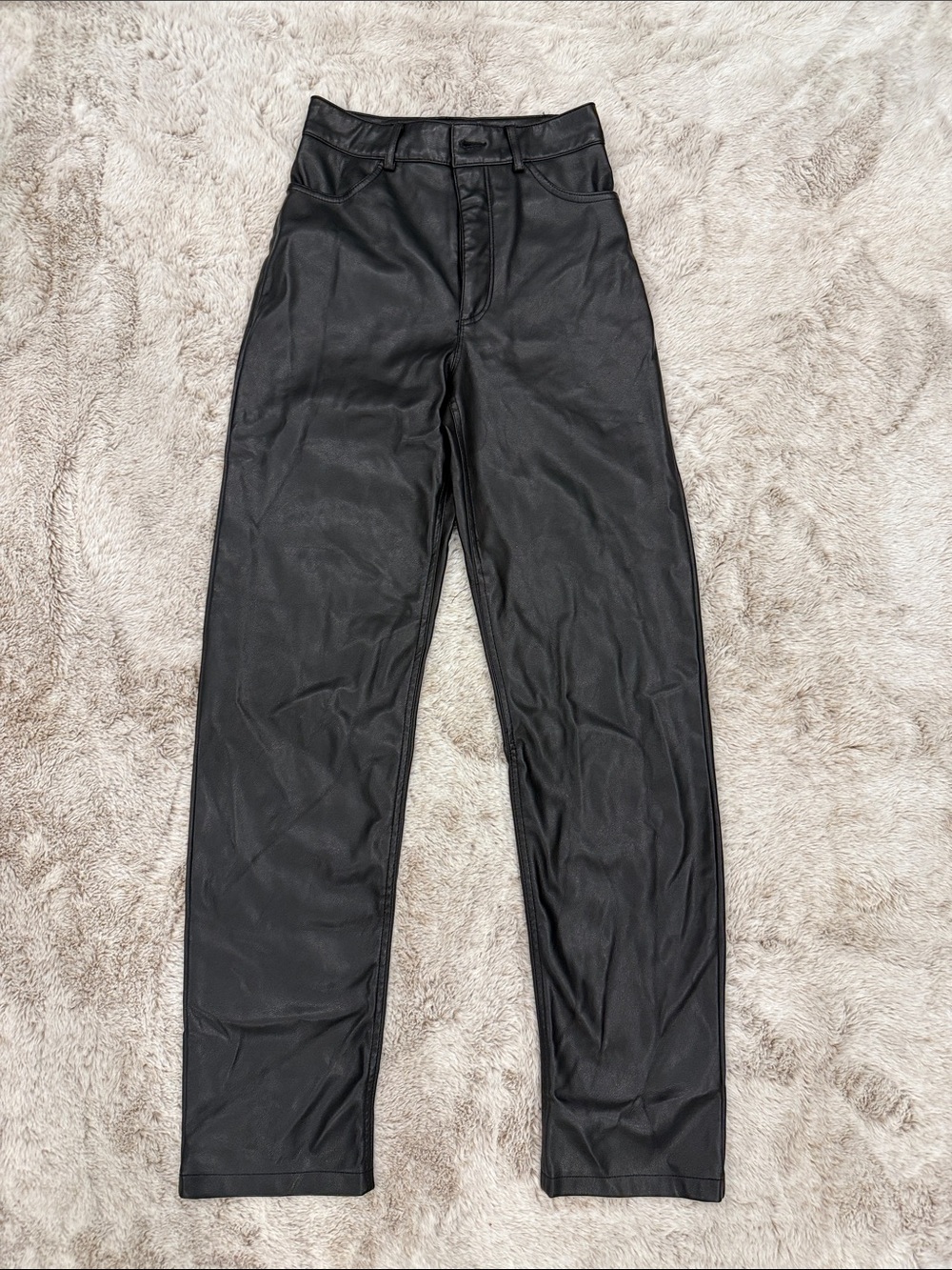 Dynamite Black Faux Leather Straight-Leg Pants